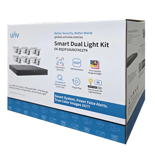 EK-BQ2P16DLT412T4 12 cam 4MP + NVR 16CH UNV Kit Human Smart Detection Smart Dual Light and Smart Search