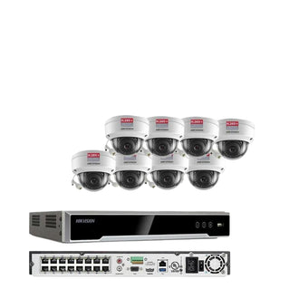 Sistema de seguridad PoE IP de 16 canales 4K de Hikvision con cúpula de 4 MP y resolución de 4 MP