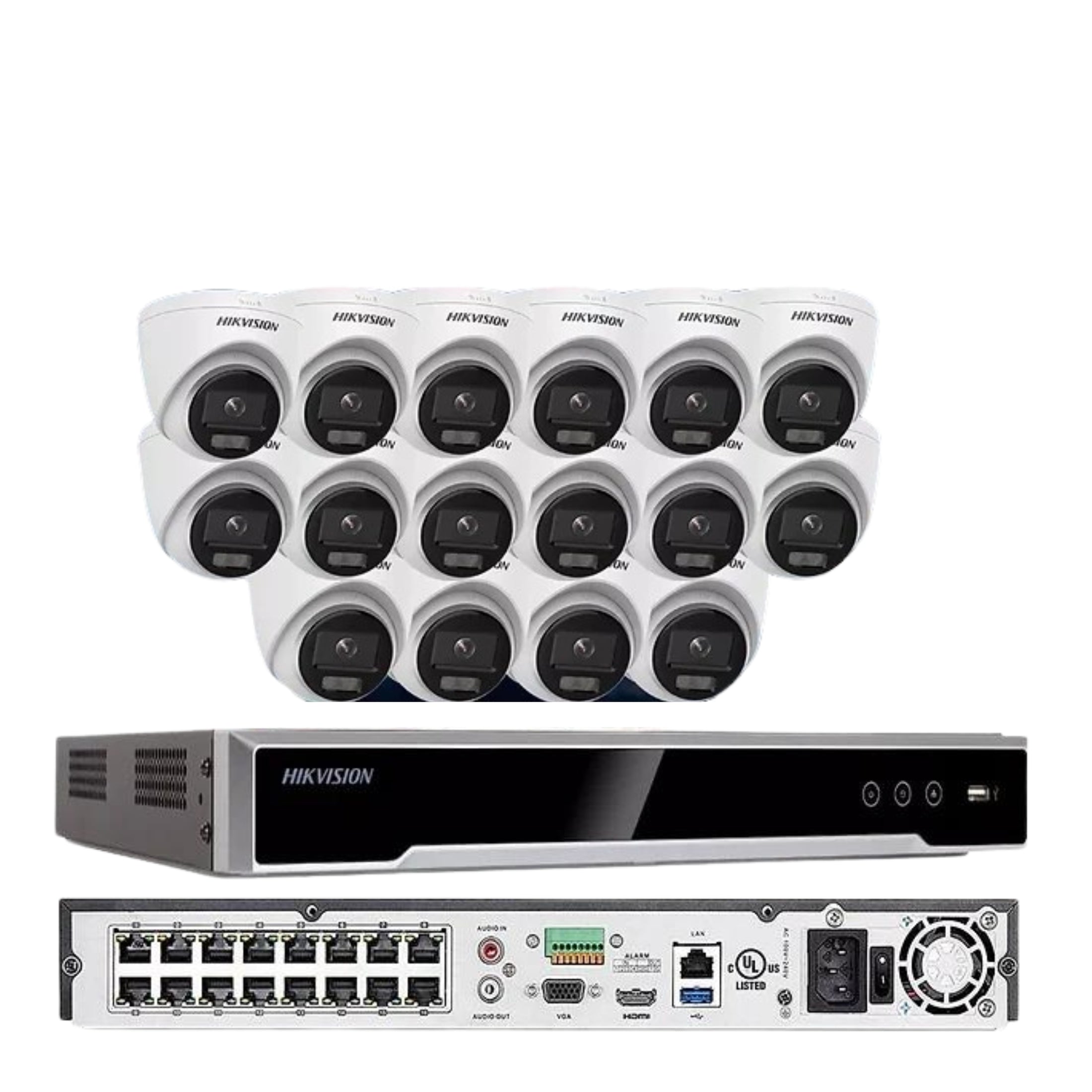 HIKVISION 16CH NVR DS-7616NI-Q2/16P+DS-2CD1347G2-LUF 4MP ColorVu Mic Camera Lot