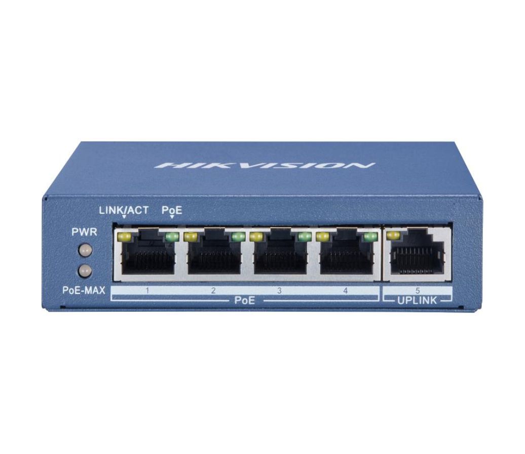 SWITCH HIKVISION DS-3E0505P-E DE 4 PUERTOS GIGABIT PoE NO ADMINISTRADO