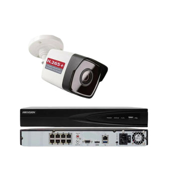SISTEMA DE SEGURIDAD HIKVISION 4K 8 CANALES POE CÁMARAS TIPO BALA 4 MEGAPÍXELES / HDD INCLUIDO H.265