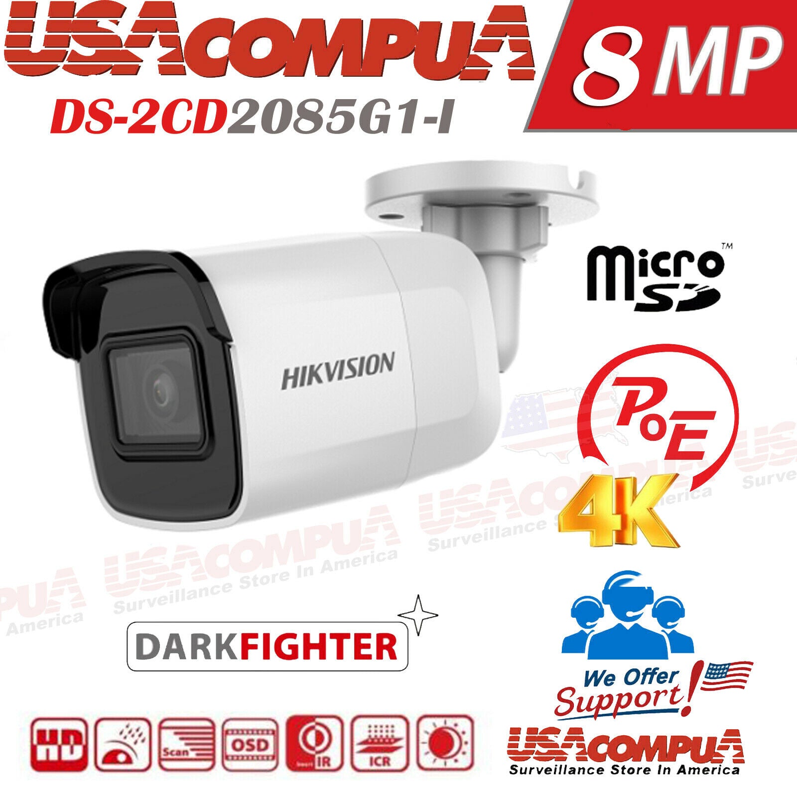 Hikvision DS-2CD2085G1-I 8MP 4K IR Bullet Camera with Darkfighter & WDR