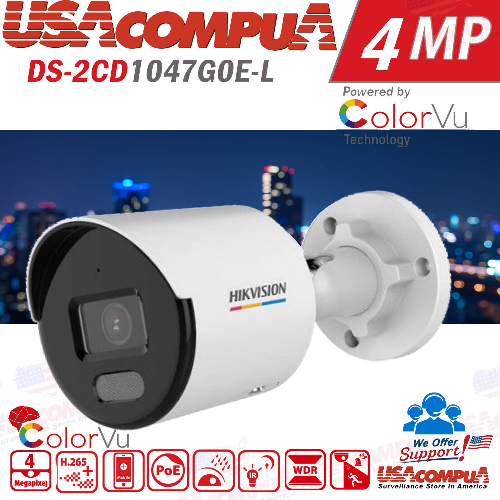 Hikvision 4K 8CH POE NVR Security Camera System CCTV ,4MP Bullet ColorVu
