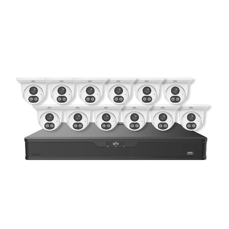 UNV EK-BQ2P16UDLT412T4, IP Kit 16ch NVR, 12pcs Turret 4MP Color Hunter, 4TB HD